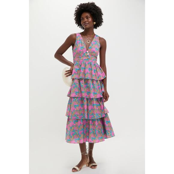 HYACINTH HOUSE Brilliant Pink Floral Bonnie Midi Dress Size S NWT - Picture 7 of 8